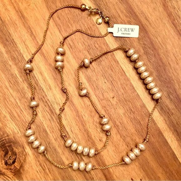 J.Crew | Faux Pearl and Cord Necklace | 35” Length - Picture 4 of 4